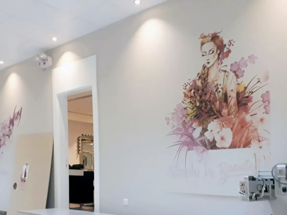 Academy image printed on hallway wall