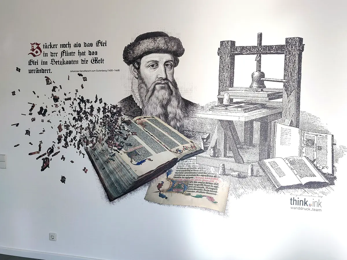 Gutenberg print on drywall