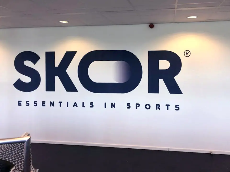 Sports logo on drywall