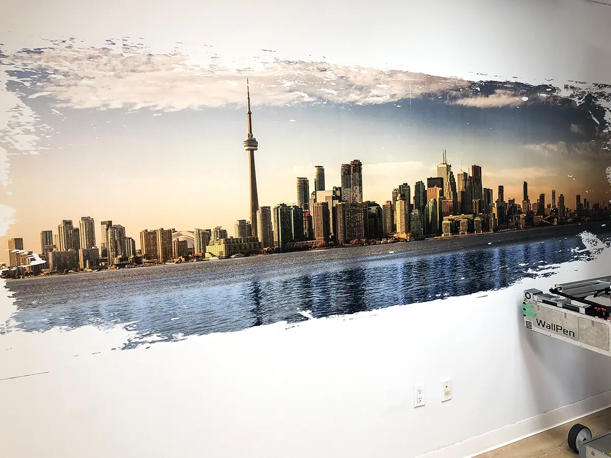 Toronto skyline photo printed on drywall