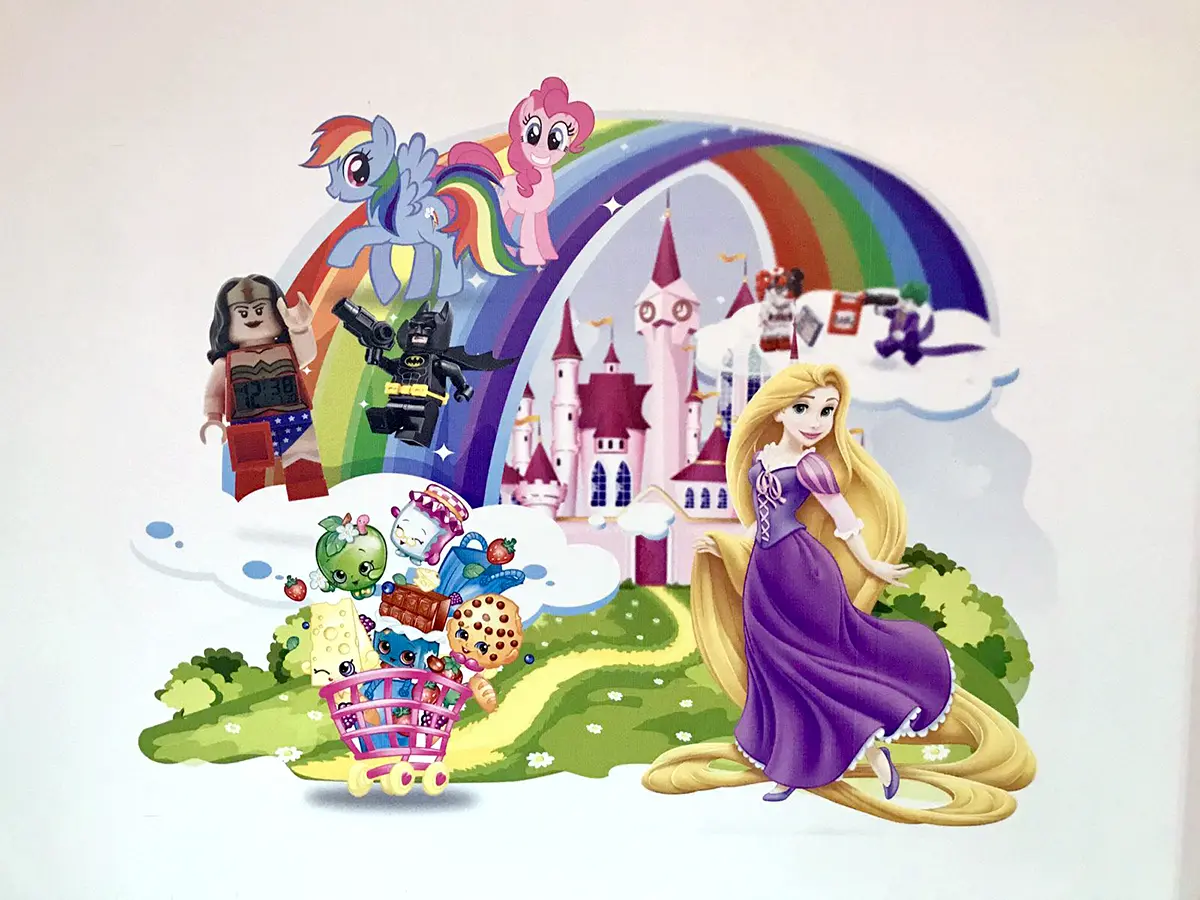 Kids illustration printed on drywall