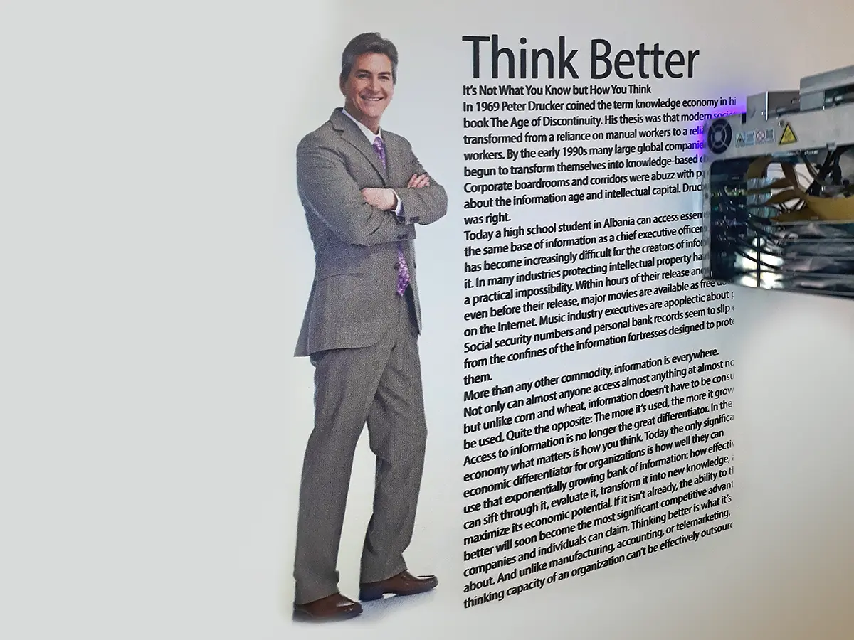 Think better photo and text on drywall